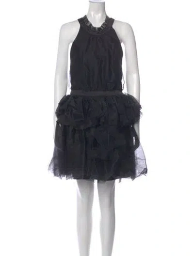 Pre-owned Hutch Scoop Neck Mini Dress In Blue