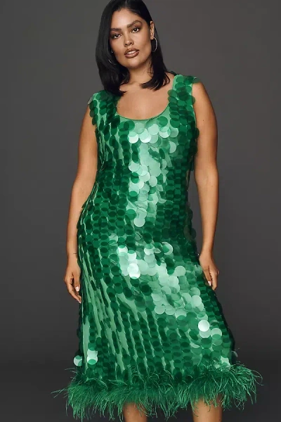 Hutch Scoop-neck Sequin Midi Dress In Animal Print
