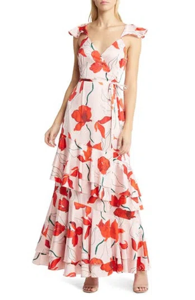 Hutch Senna Floral Tiered Wrap Maxi Dress In Multi