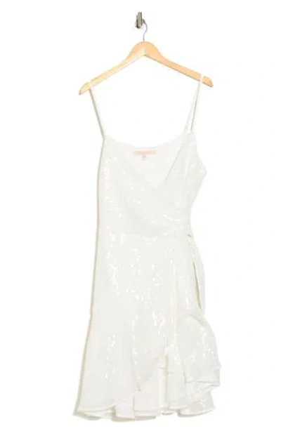 Hutch Sequin Faux Wrap Dress In White