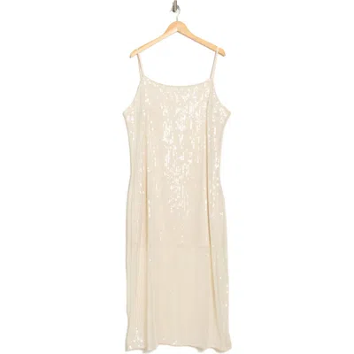 Hutch Sequined Shift Maxi Dress In Coconut Milk