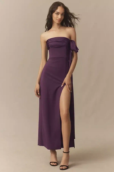Hutch Serina Strapless Bow Sash Maxi Dress In Purple