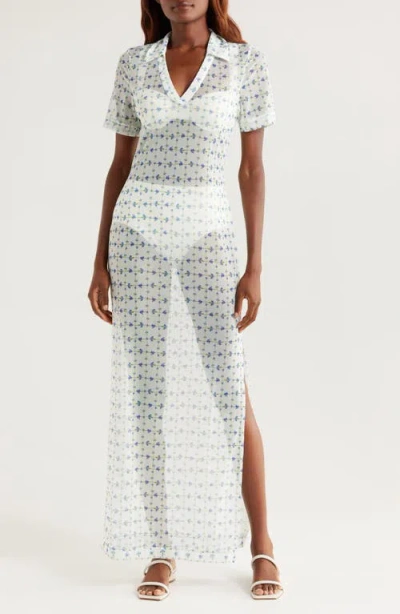Hutch Sheer Mesh Cover-up Shirtdress In White