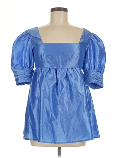 Pre-owned Hutch Short Sleeve Blouse In Blue