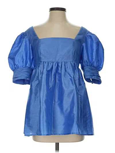 Pre-owned Hutch Short Sleeve Blouse In Blue