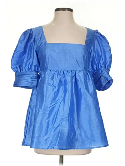 Pre-owned Hutch Short Sleeve Blouse In Blue