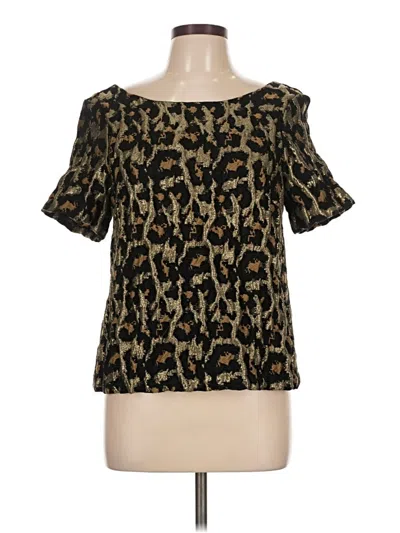 Pre-owned Hutch Short Sleeve Blouse In Gold