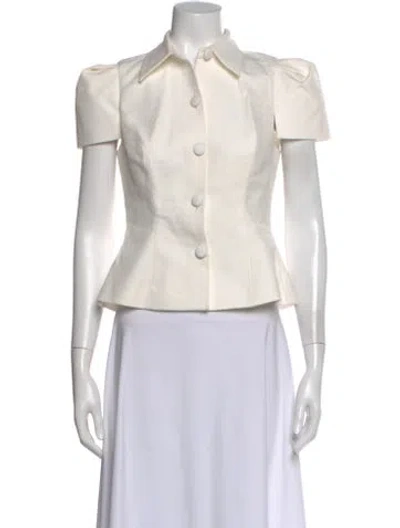 Pre-owned Hutch Short Sleeve Button-up Top In Neutral