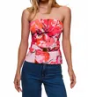 Hutch Sibby Belted Tube Top In Pink Charcoal Floral In Multi