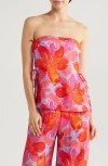 Hutch Sie Tie Strapless Top In Watercolor Gardenia