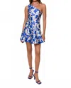 Hutch Silas One Shoulder Mini Dress In Cobalt Vining Orchids In Multi