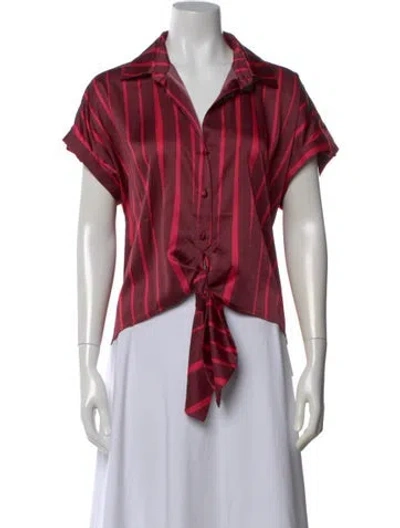 Pre-owned Hutch Silk Striped Button-up Top In Multi