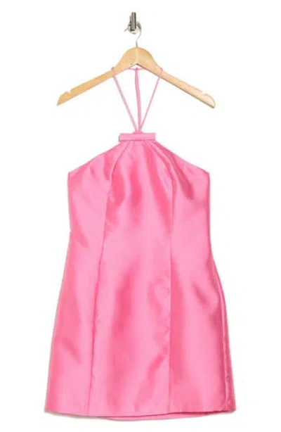 Hutch Skyla Halter Neck Minidress In Hot Pink