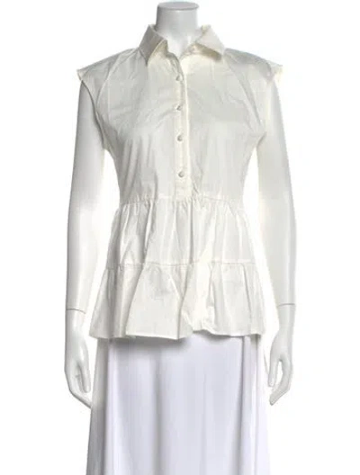 Pre-owned Hutch Sleeveless Button-up Top In White