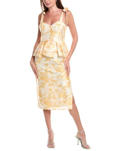 Hutch Floral Bustier Peplum Dress In Yellow