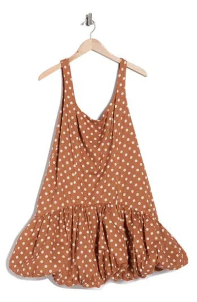 Hutch Sleeveless Drop Waist Bubble Hem Dress In Brown