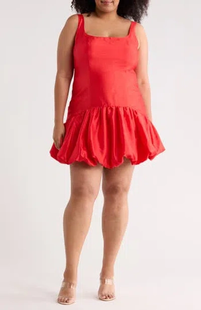 Hutch Sleeveless Drop Waist Bubble Hem Dress In Red