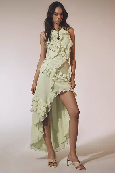 Hutch Sleeveless Ruffle High-low Dress In Green