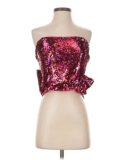 Pre-owned Hutch Sleeveless Top Pink Strapless Neckline Tops