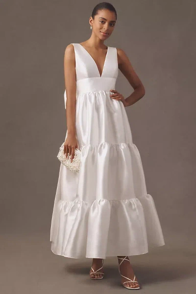 Hutch Sleeveless V-neck Bow-back Tiered A-line Maxi Dress