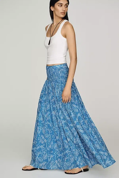 Hutch Smocked Cotton Skirt In Blue