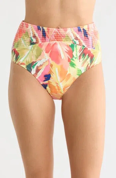 Hutch Smocked High Waist Bikini Bottoms In Multi