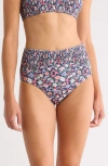 Hutch Smocked High Waist Bikini Bottoms In Multi