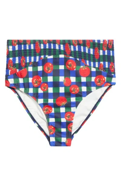 Hutch Smocked High Waist Bikini Bottoms In Multi