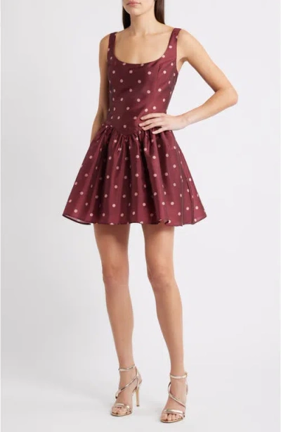 Hutch Soleil Polka Dot Cocktail Minidress In Red