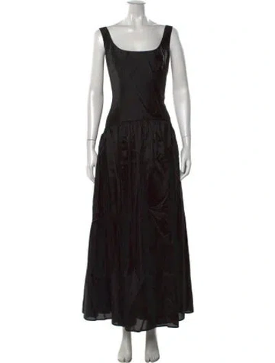 Pre-owned Hutch Square Neckline Long Dress In Black