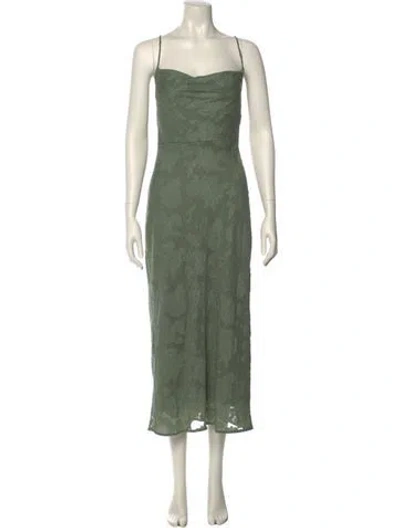 Pre-owned Hutch Square Neckline Long Dress In Green