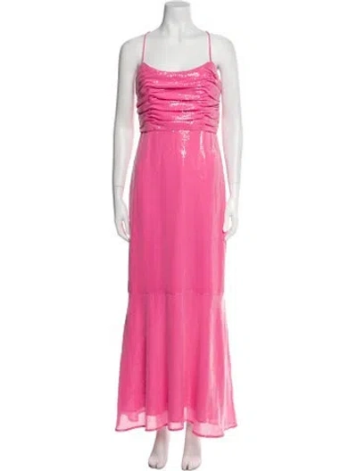 Pre-owned Hutch Square Neckline Long Dress In Pink