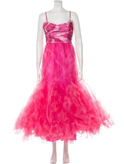 Pre-owned Hutch Square Neckline Long Dress In Pink