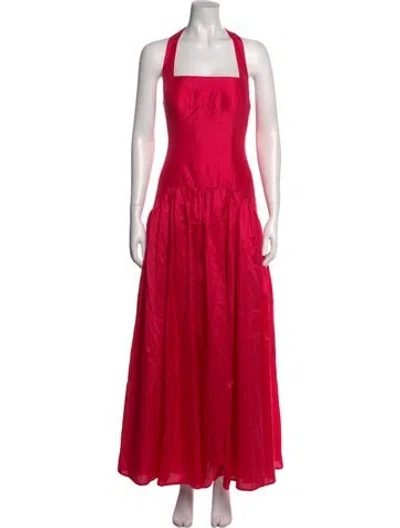 Pre-owned Hutch Square Neckline Long Dress In Red