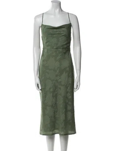 Pre-owned Hutch Square Neckline Midi Length Dress In Green