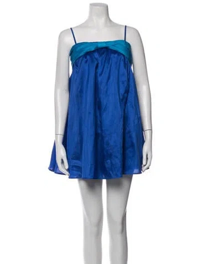Pre-owned Hutch Square Neckline Mini Dress In Blue