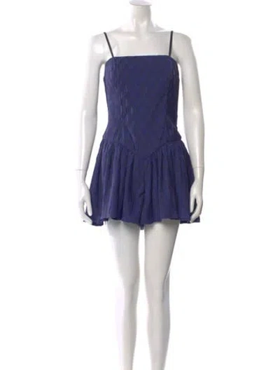 Pre-owned Hutch Square Neckline Romper In Blue