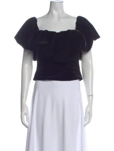 Pre-owned Hutch Square Neckline Short Sleeve Top In Blue