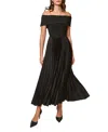 Hutch Stockton Off The Shoulder Pleated Dress In Black