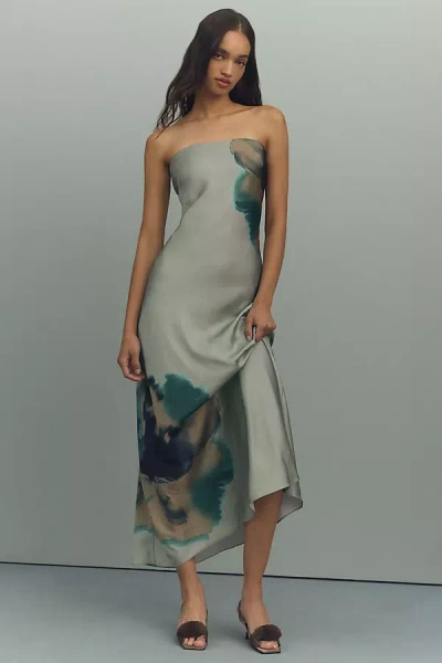 Hutch Strapless Column Satin Maxi Dress In Multicolor