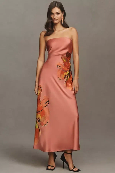 Hutch Strapless Column Satin Maxi Dress In Multicolor
