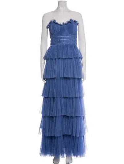 Pre-owned Hutch Strapless Long Dress In Blue