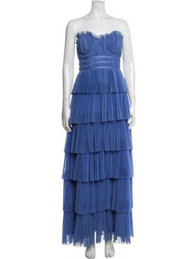 Pre-owned Hutch Strapless Long Dress In Blue