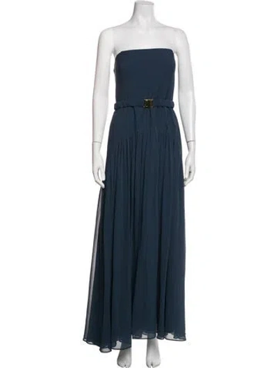 Pre-owned Hutch Strapless Long Dress In Blue