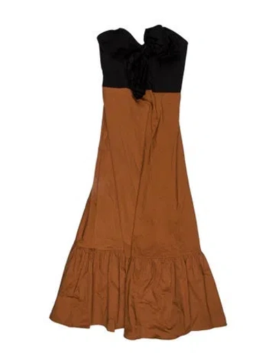Pre-owned Hutch Strapless Long Dress In Brown