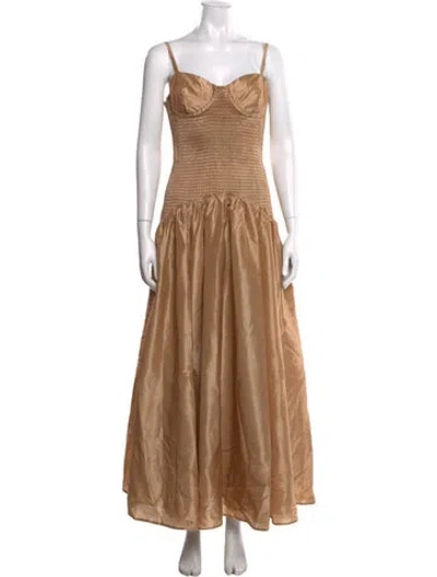 Pre-owned Hutch Strapless Long Dress In Neutrals