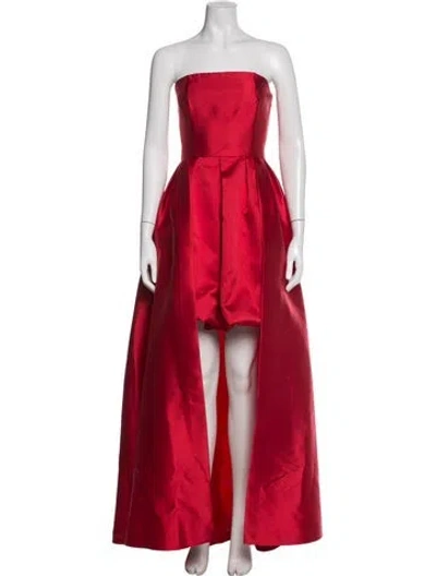 Pre-owned Hutch Strapless Long Dress In Red