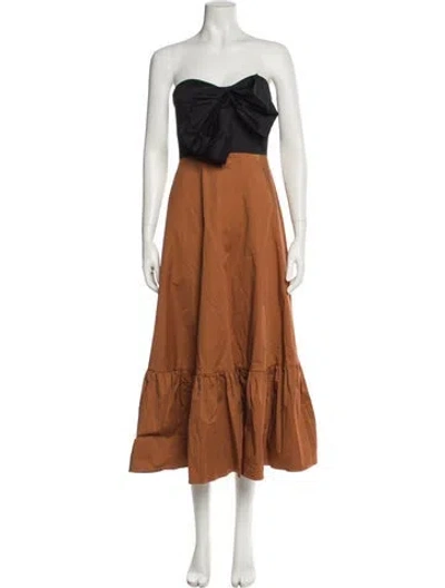 Pre-owned Hutch Strapless Midi Length Dress In Brown