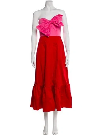 Pre-owned Hutch Strapless Midi Length Dress In Red