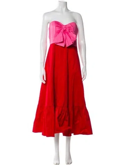 Pre-owned Hutch Strapless Midi Length Dress In Red